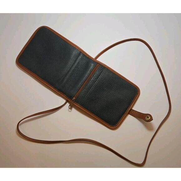 Bugatti Saddle Blue & Brown Leather Crossbody Purse Snap Latch Zip Travel 6x7.5" - Picture 9 of 12